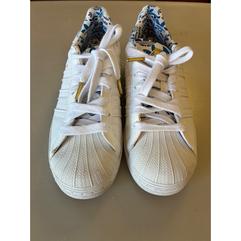 Adidas Superstar II White Gold Blue Monogram Shell Toe Mens 8 JI0124